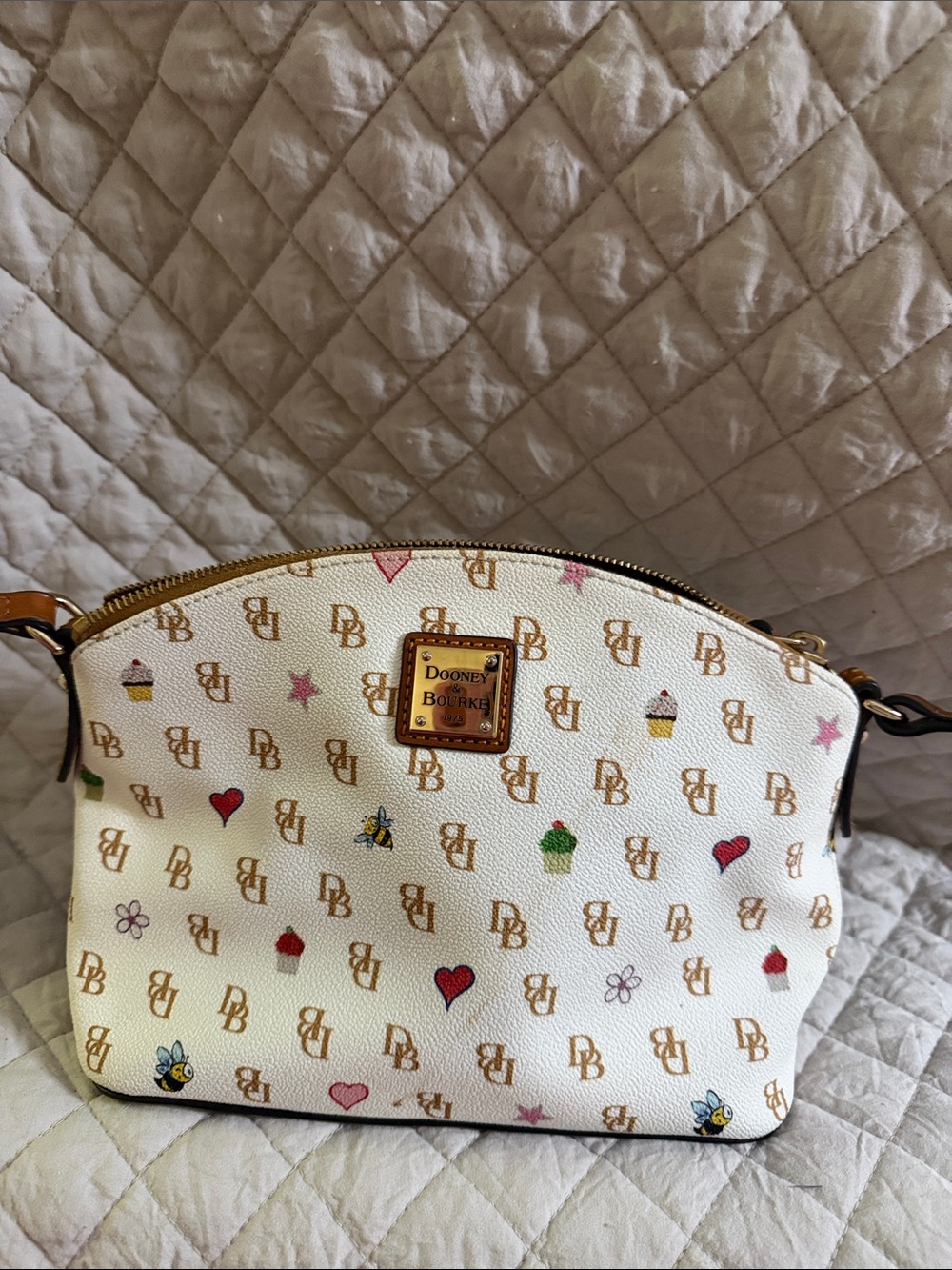Dooney & Bourke White Signature Crossbody with Multicolor Motifs